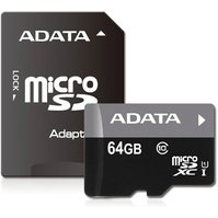 ADATA 64GB Micro SDXC Premier Class 10 Card včetně adaptéru - AUSDX64GUICL10-RA1