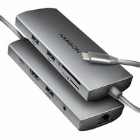 AXAGON HMC-8HLSA - USB 5Gbps hub, 3x USB-A, HDMI 4k/60Hz, RJ-45 GLAN, SD/microSD, audio, PD 100W