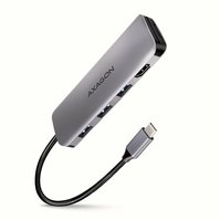 AXAGON HMC-HCR3A - USB 3.2 Gen 1 hub, porty 3x USB-A, HDMI 4k/30Hz, SD/microSD, kabel USB-C 20cm