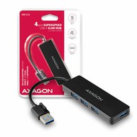 AXAGON 4x USB 3.2 Gen 1 SLIM hub, kabel Type-A 14cm napevno - HUE-G1A