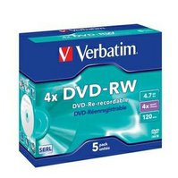 VERBATIM DVD-RW Jewel/4x//DLP/4.7GB - 5 pack  (43285)