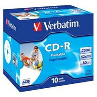 VERBATIM CD-R Jewel/Printable/DLP/52x/700MB - 10 pack  (43325)