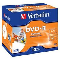 43521 - VERBATIM DVD-R Printable/16x/4.7GB/Jewel - 10 pack