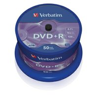 43550 - VERBATIM DVD+R Spindle/16x/4.7GB/MattSilver - 50 pack
