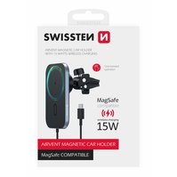 SWISSTEN Magnetický držák mobilu do ventilace auta, bezdrátové nabíjení 15W, USB-C - 65010609
