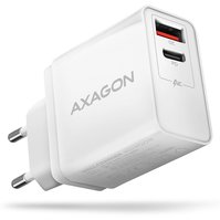 AXAGON ACU-PQ22W - Power delivery + Quick Charge nabíječka do sítě, 2x port (USB-A + USB-C) PD3.0/QC3.0/AFC/FCP/Apple, 22W, bílá
