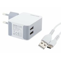 AVACOM HomeNOW síťová nabíječka 3,4A se dvěma výstupy, bílá barva (USB-C kabel) - NASN-2X34C-WW
