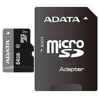 ADATA 64GB Micro SDXC Premier Class 10 Card včetně adaptéru - AUSDX64GUICL10-RA1