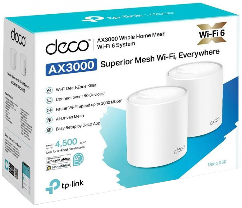 TP-Link AX3000 Smart Home Mesh WiFi 6 System Deco X50 (2-pack)