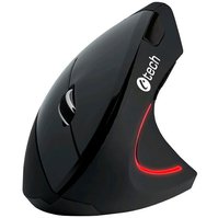 C-TECH VEM-09, vertikální, bezdrátová myš, 6 tlačítek, černá, USB nano receiver